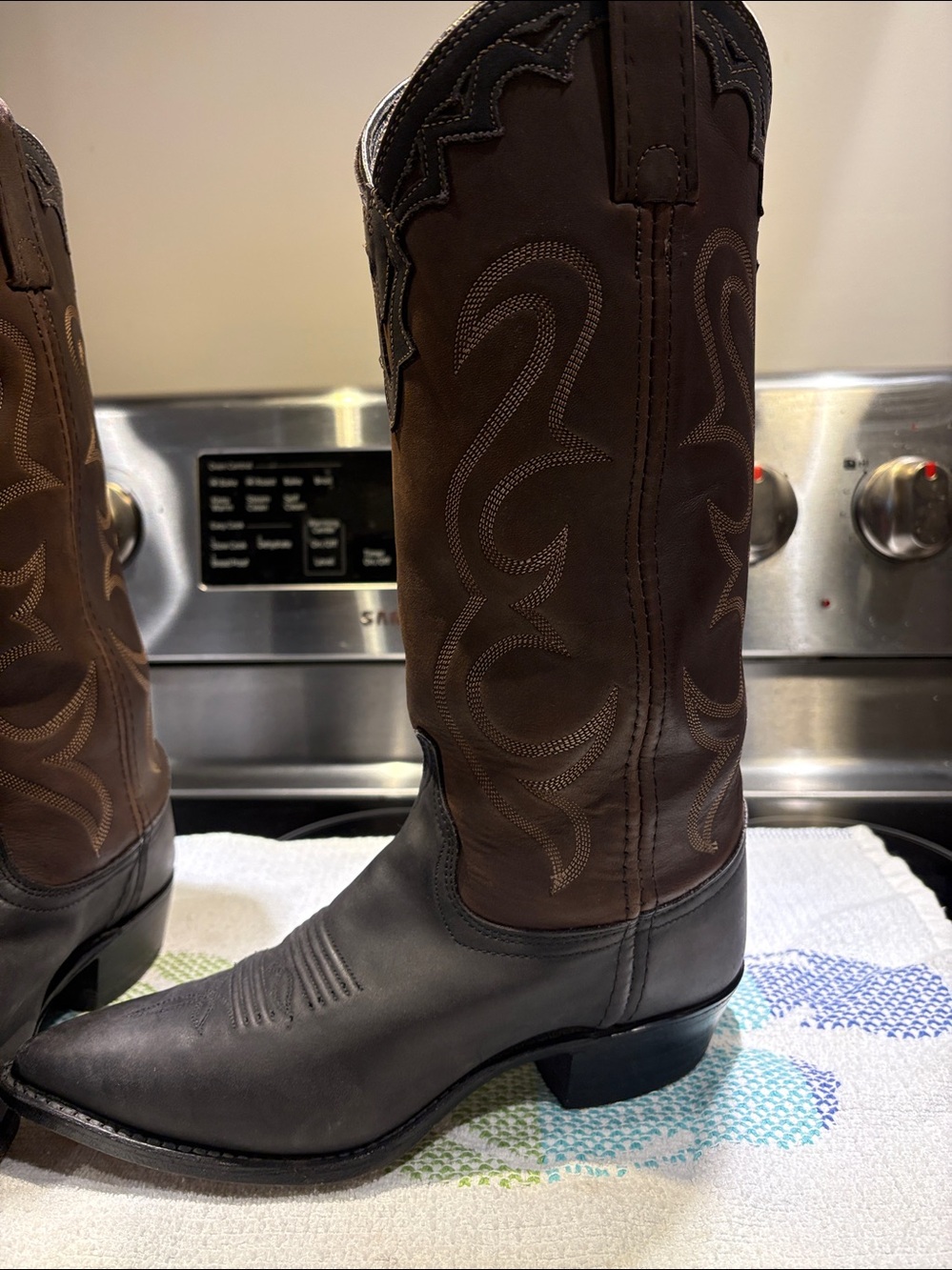 Dan post 2 Tone Cowboy Boots Leather Woman’s Sz 6.5 - Picture 7 of 13